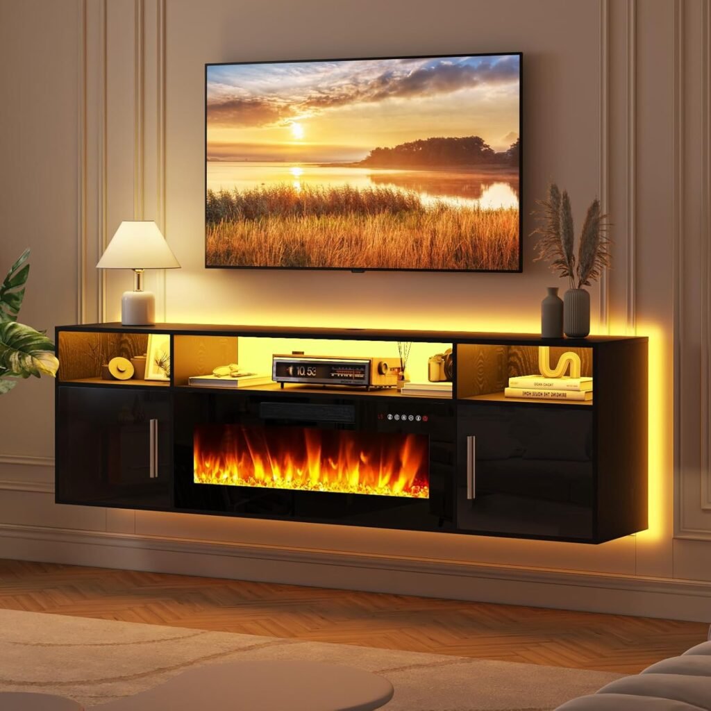 LEMBERI Floating Fireplace TV Stand 70” Review